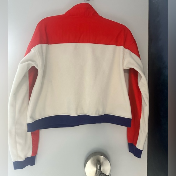 NIKE | retro cropped Polar Fleece Half Zip Sweatshirt blue cream orange- small - Picture 5 of 10